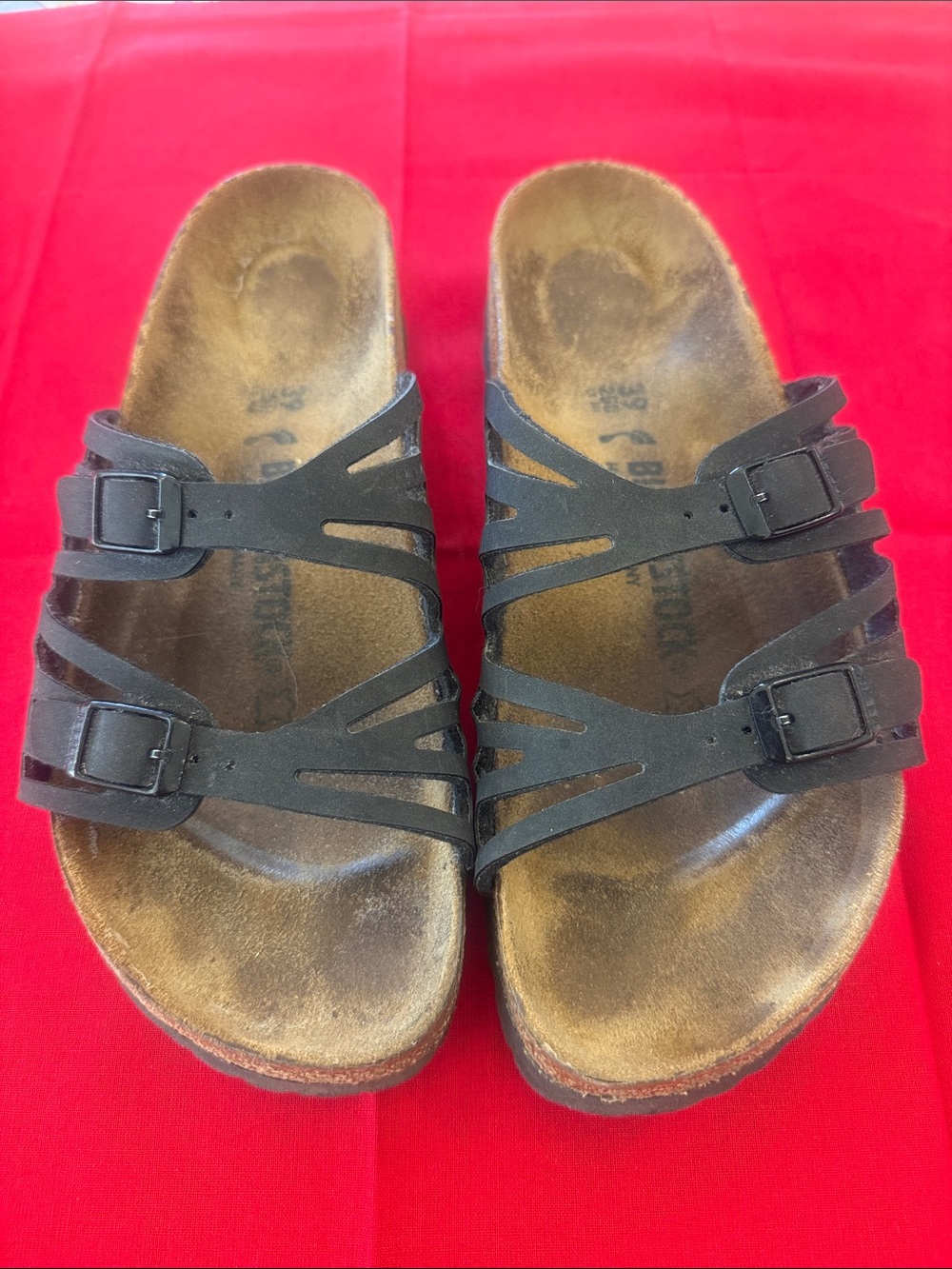 Birkenstock Women's Black Grenada Twin-Buckle Slide Sandals